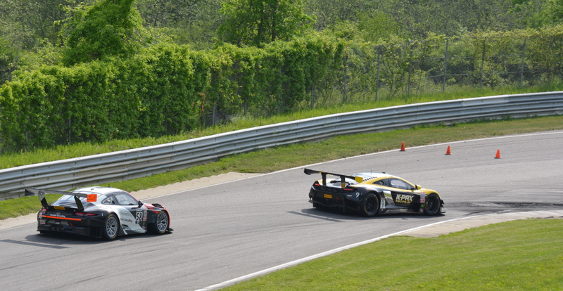 Alvaro Parente’s K-PAX Racing McLAren 650S GT3 leads Patrick Long’s Wright Motorsports Porsche 911 GT3 R